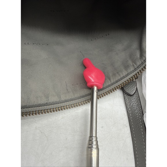 COACH Prairie Satchel Polished Pebbled Leather 58874 Grey Leather Handbag - Picture 9 of 11